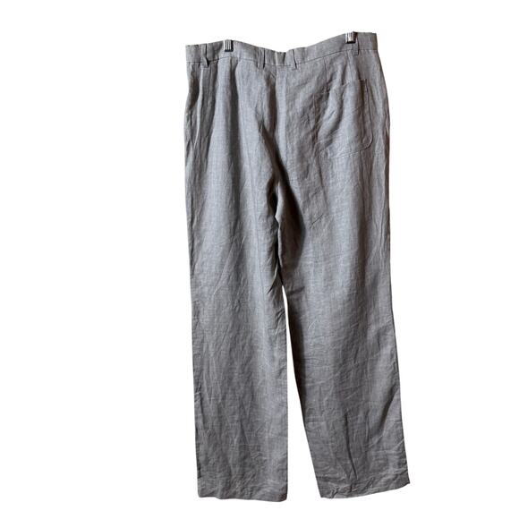 Zara Woman Flax Linen Pants SZ 8 Gray Lined Tie Wide Leg Classy Work Casual - Picture 2 of 7